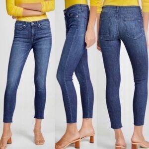 Rag & Bone "Cate Mid Rise Skinny" Blue Jeans Raw Hem Juni | Women's Size 28